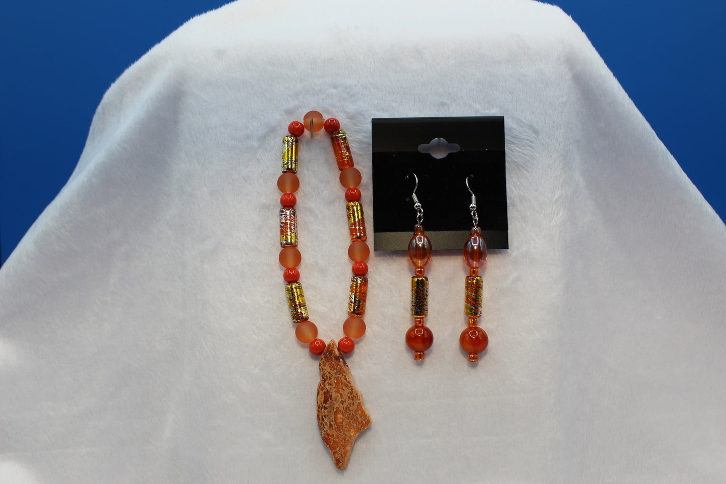 Earrings w/ Matching Bracelet - Orange