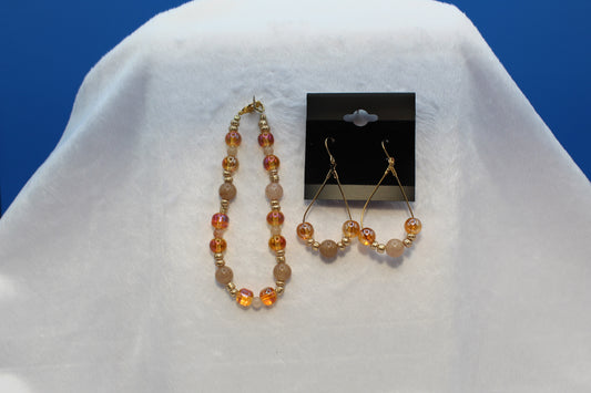 Earrings w/ Matching Bracelet - Orange