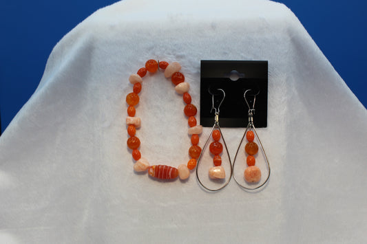 Earrings w/ Matching Bracelet - Orange