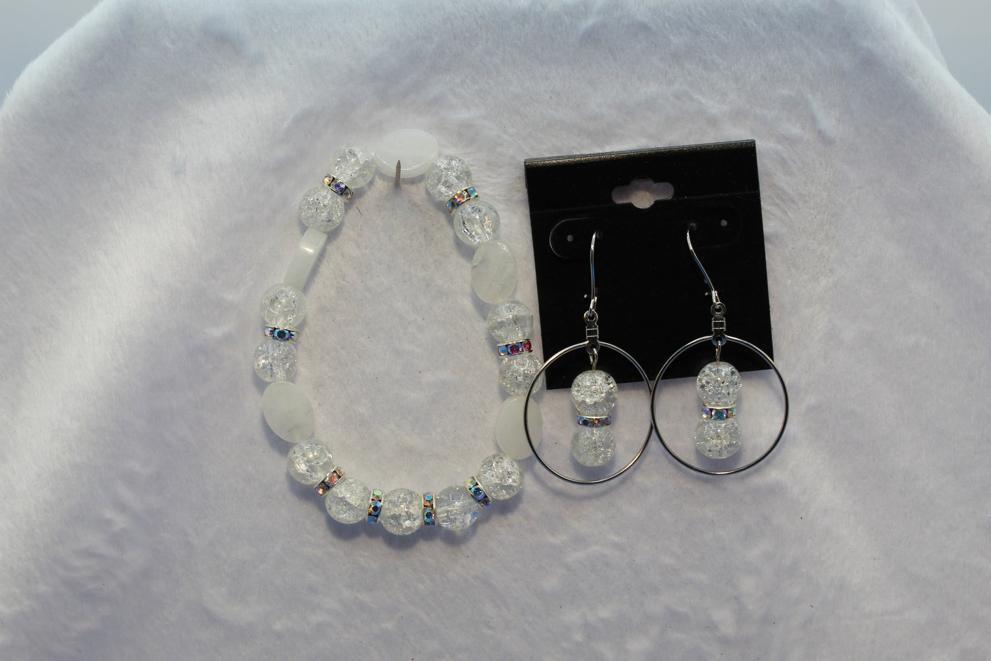 Earrings w/ Matching Bracelet - Clear - Touched By Christ