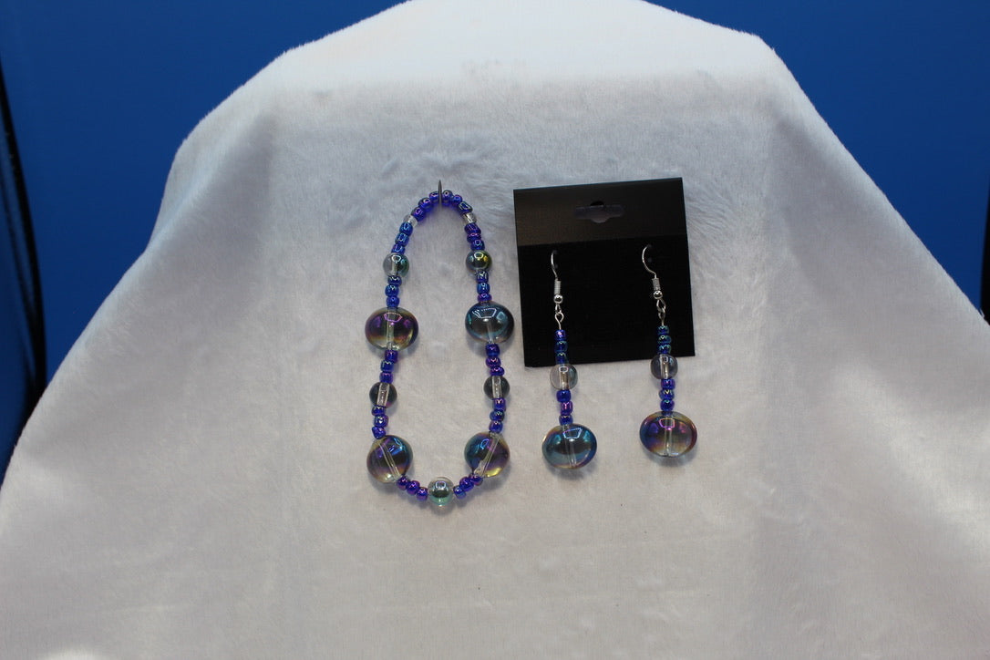Earrings w/ Matching Bracelet - Blue - Touched By Christ