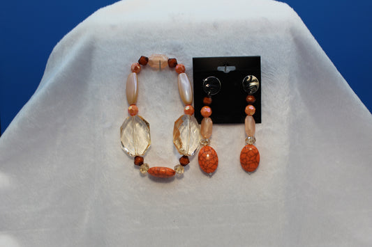 Earrings w/ Matching Bracelet - Orange