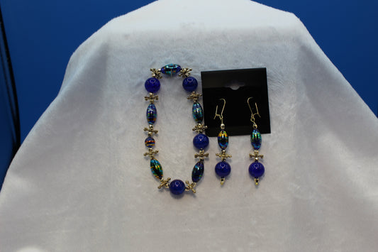 Earrings w/ Matching Bracelet - Blue - Touched By Christ