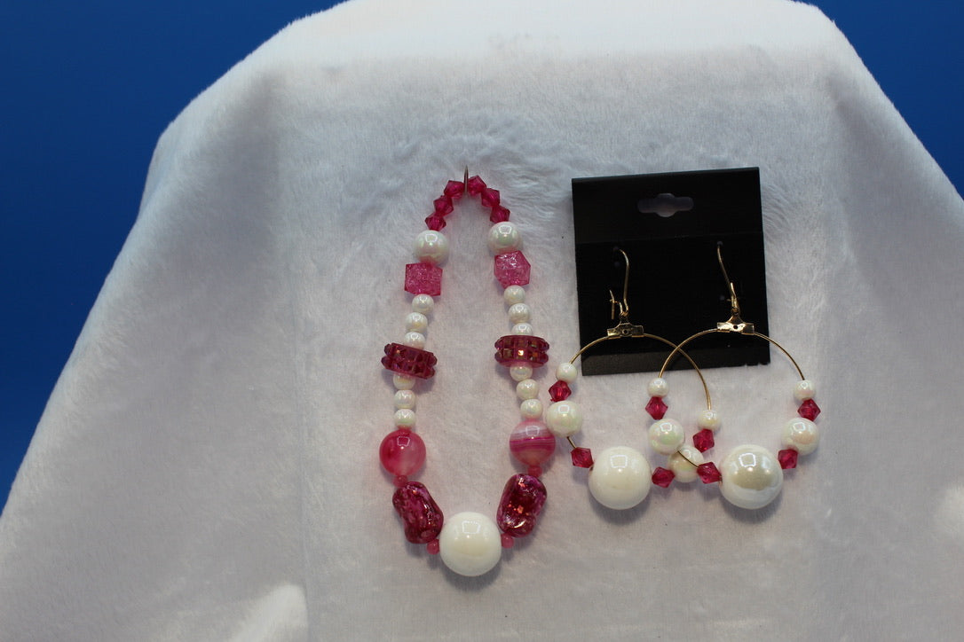 Earrings w/ Matching Bracelet - Pink - Touched By Christ