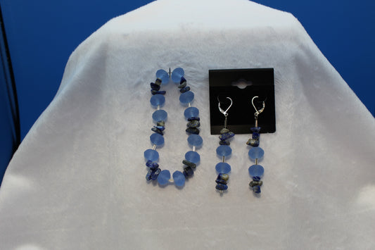 Earrings w/ Matching Bracelet - Blue