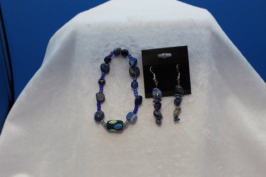 Earrings w/ Matching Bracelet - Blue - Touched By Christ