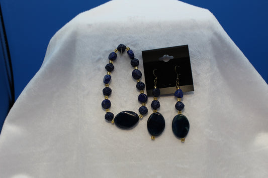 Earrings w/ Matching Bracelet - Blue