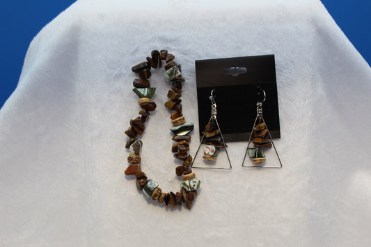 Earrings w/ Matching Bracelet - Brown