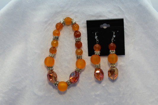 Earrings w/ Matching Bracelet - Orange (D6) - Touched By Christ