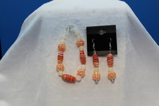 Earrings w/ Matching Bracelet - Orange