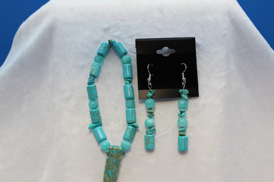 Earrings w/ Matching Bracelet - Aqua