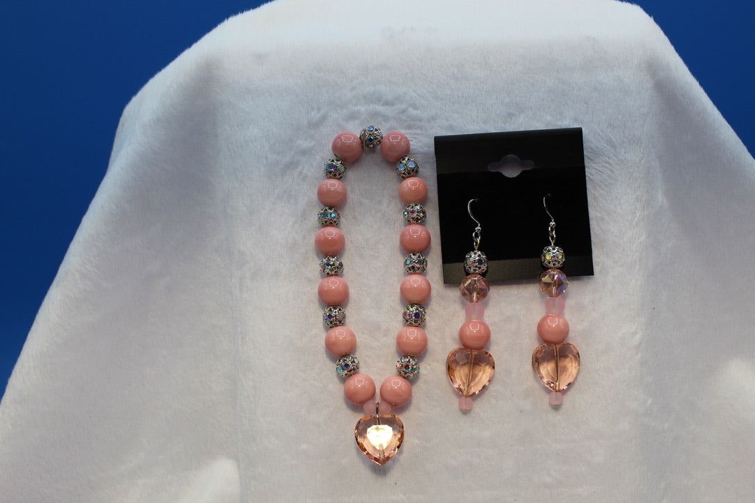 Earrings w/ Matching Bracelet - Pink - Touched By Christ