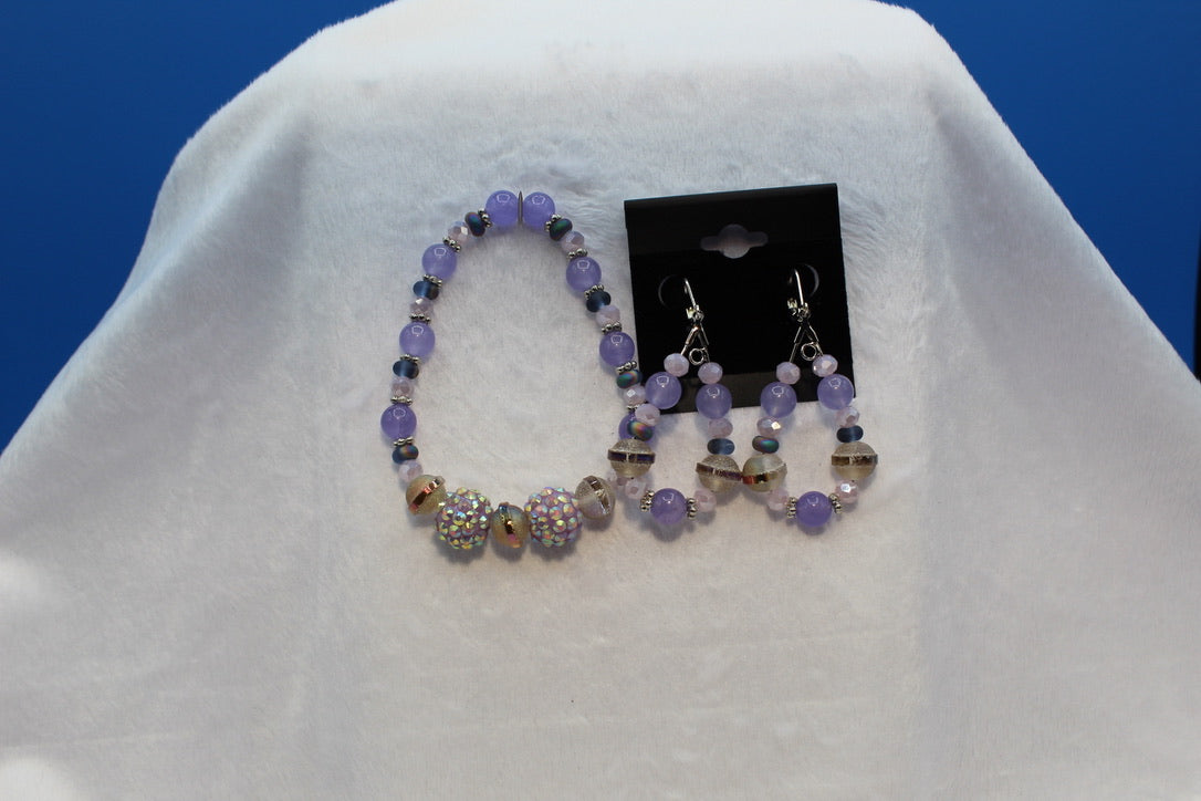Earrings w/ Matching Bracelet - Purple - Touched By Christ
