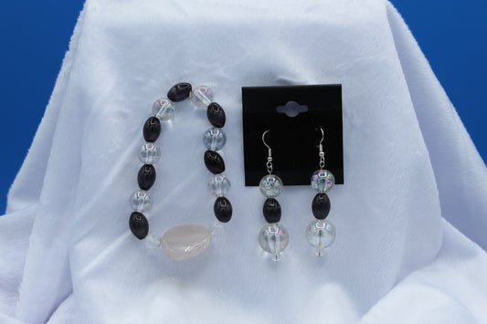 Earrings w/ Matching Bracelet - Clear