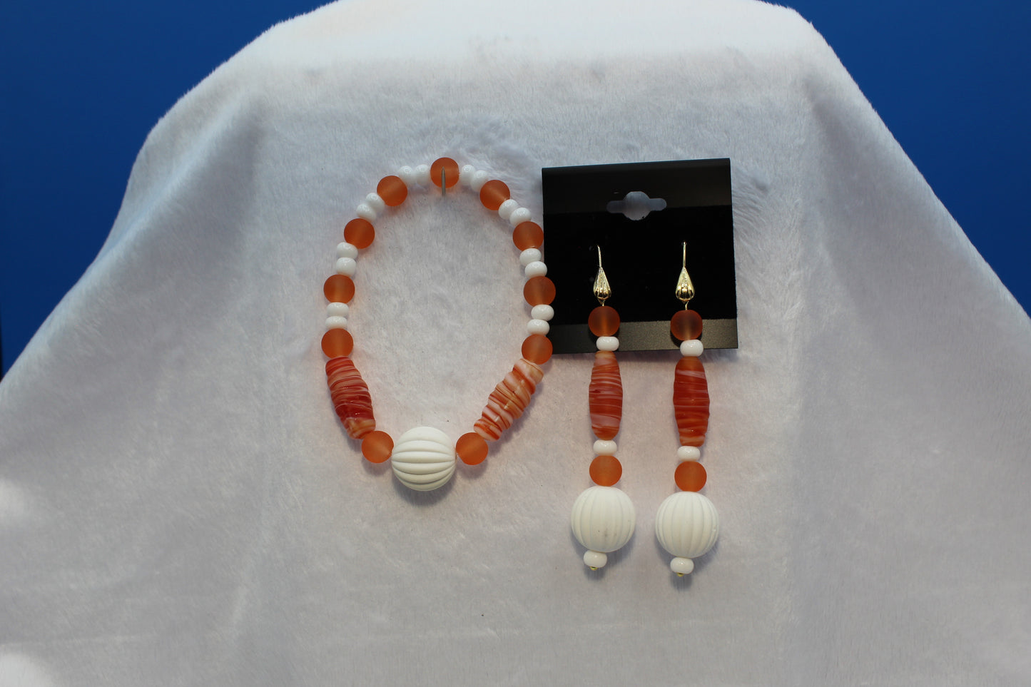 Earrings w/ Matching Bracelet - Orange