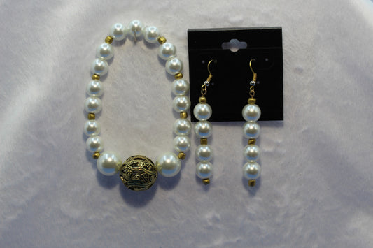 Earrings w/ Matching Bracelet - White (D1) - Touched By Christ