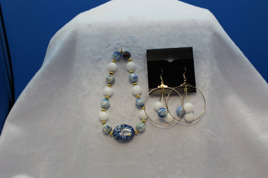 Earrings w/ Matching Bracelet - Blue - Touched By Christ