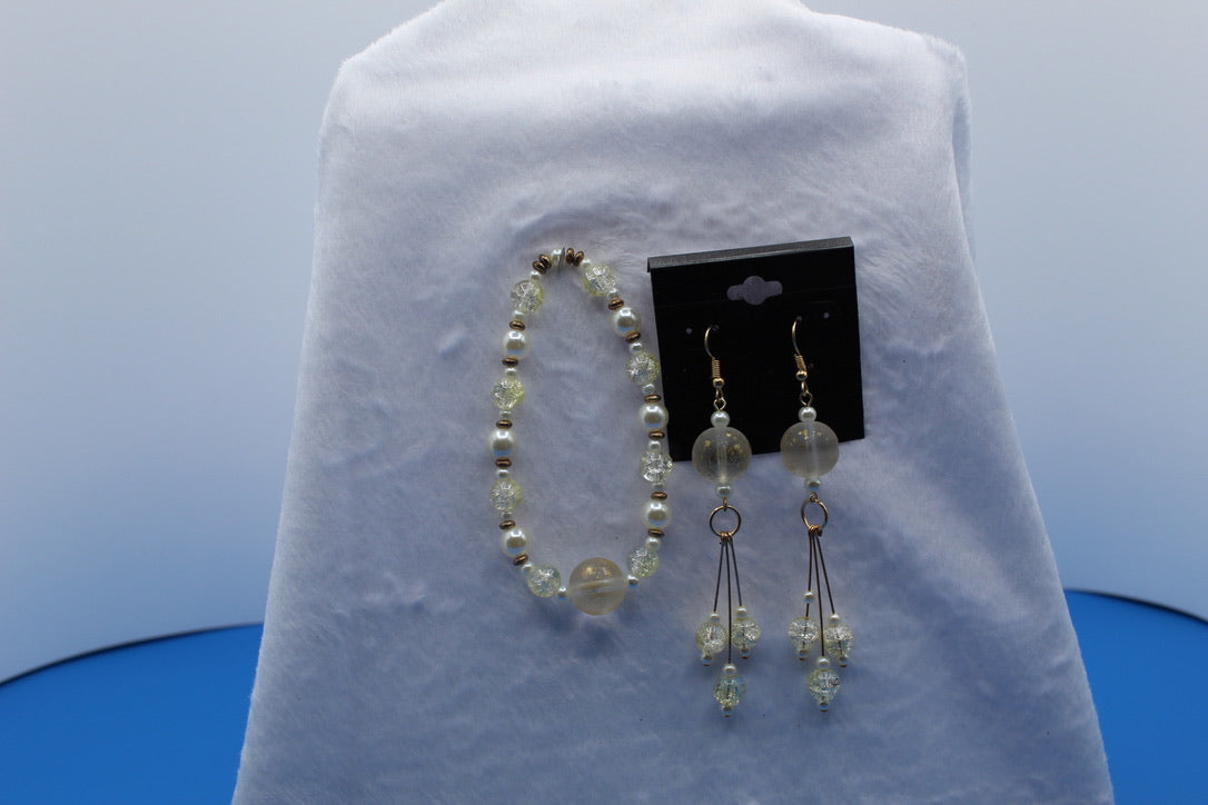 Earrings w/ Matching Bracelet - Clear - Touched By Christ