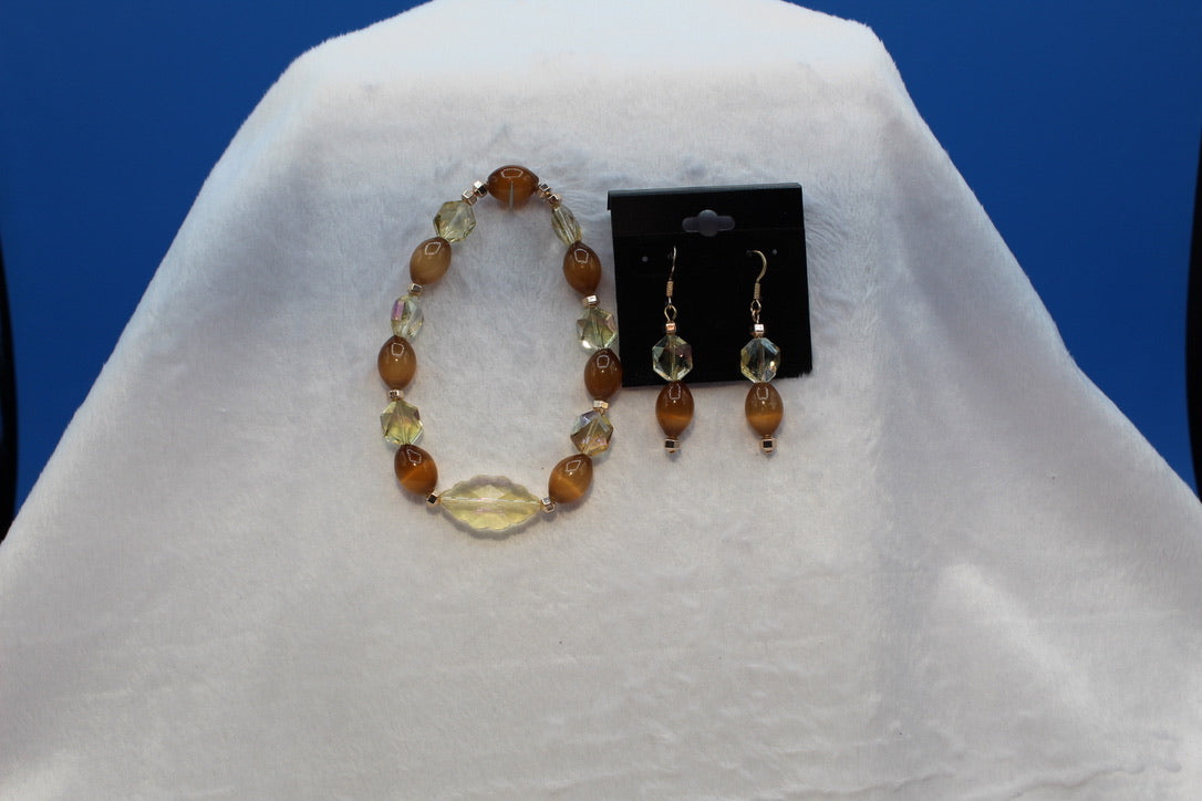 Earrings w/ Matching Bracelet - Brown - Touched By Christ