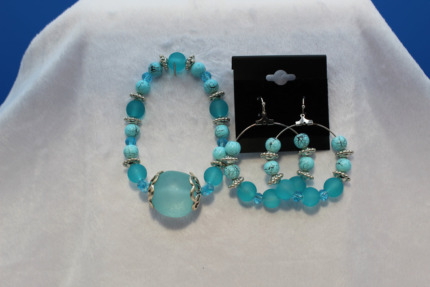 Earrings w/ Matching Bracelet - Aqua