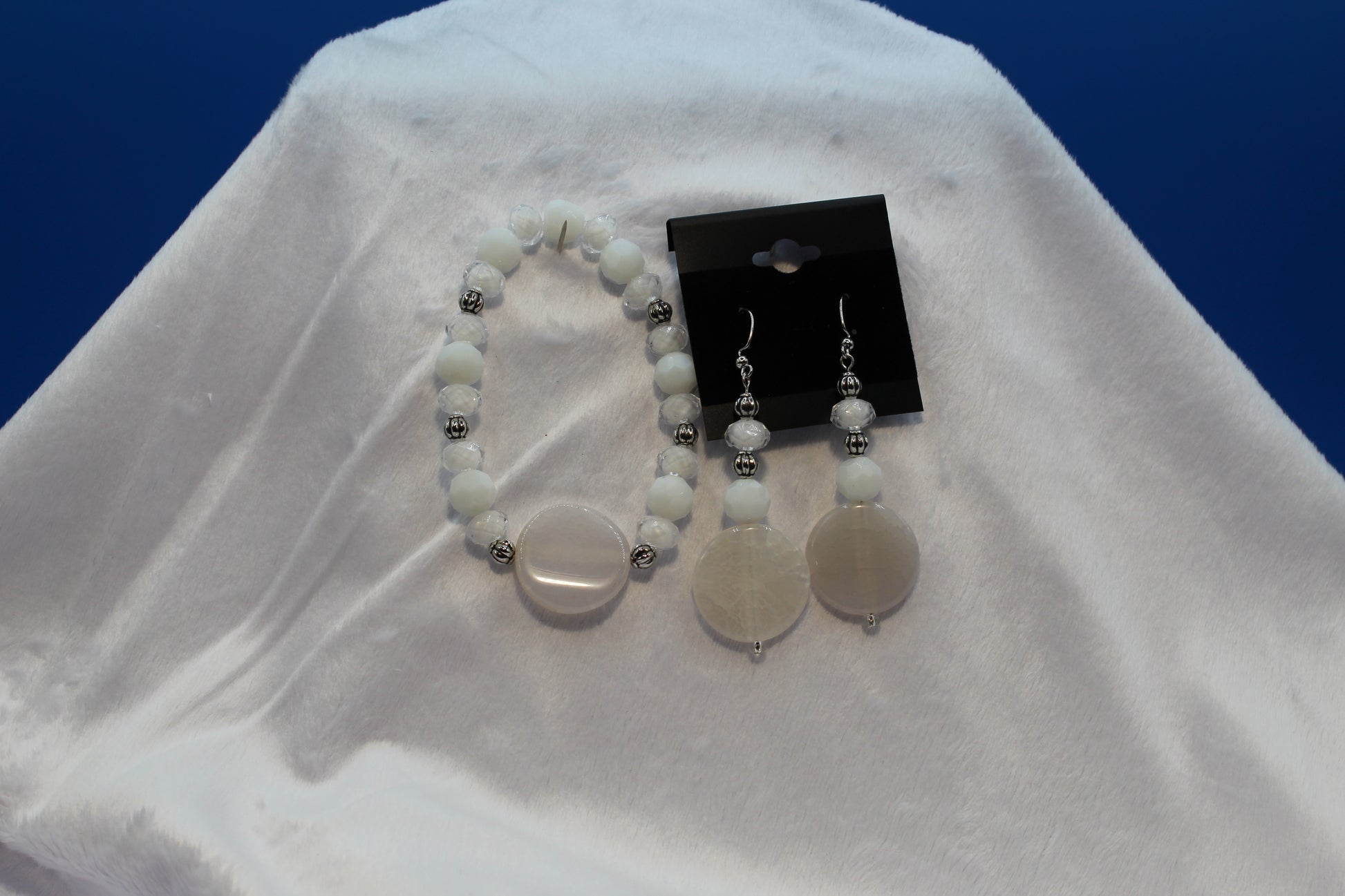 Earrings w/ Matching Bracelet - White - Touched By Christ
