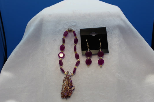 Earrings w/ Matching Bracelet - Purple