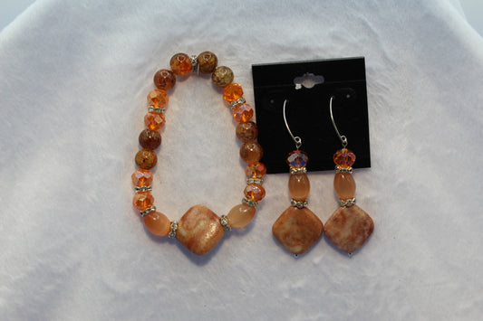 Earrings w/ Matching Bracelet - Orange (D5) - Touched By Christ