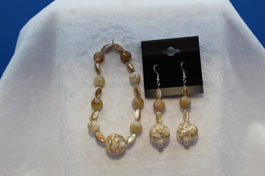 Earrings w/ Matching Bracelet - Brown