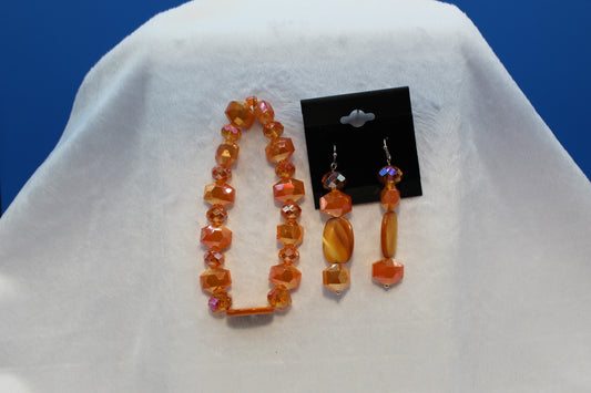 Earrings w/ Matching Bracelet - Orange