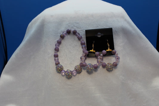 Earrings w/ Matching Bracelet - Purple