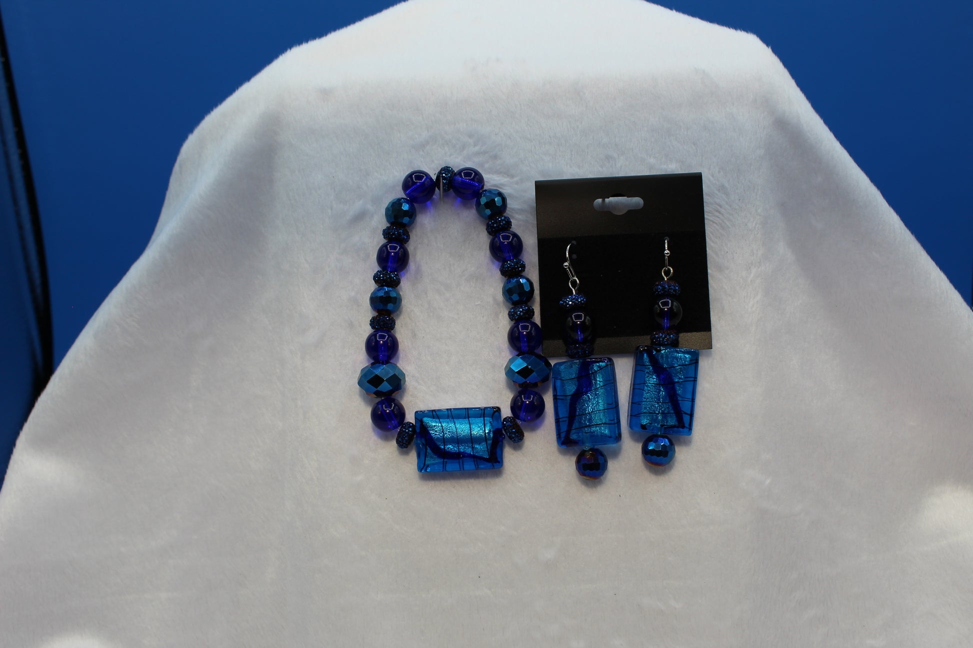 Earrings w/ Matching Bracelet - Blue - Touched By Christ