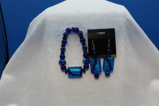 Earrings w/ Matching Bracelet - Blue - Touched By Christ