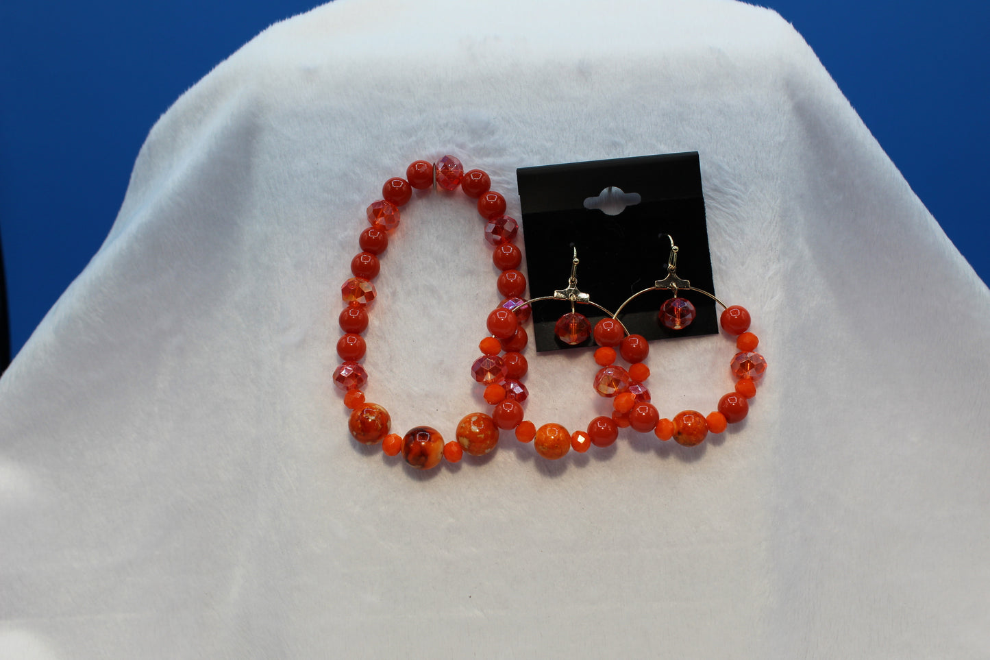 Earrings w/ Matching Bracelet - Orange