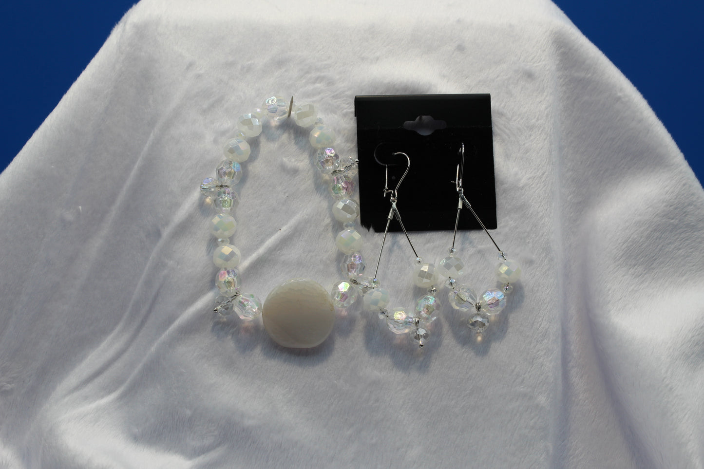 Earrings w/ Matching Bracelet - Clear