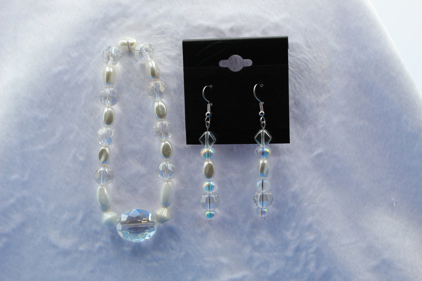 Earrings w/ Matching Bracelet - Clear