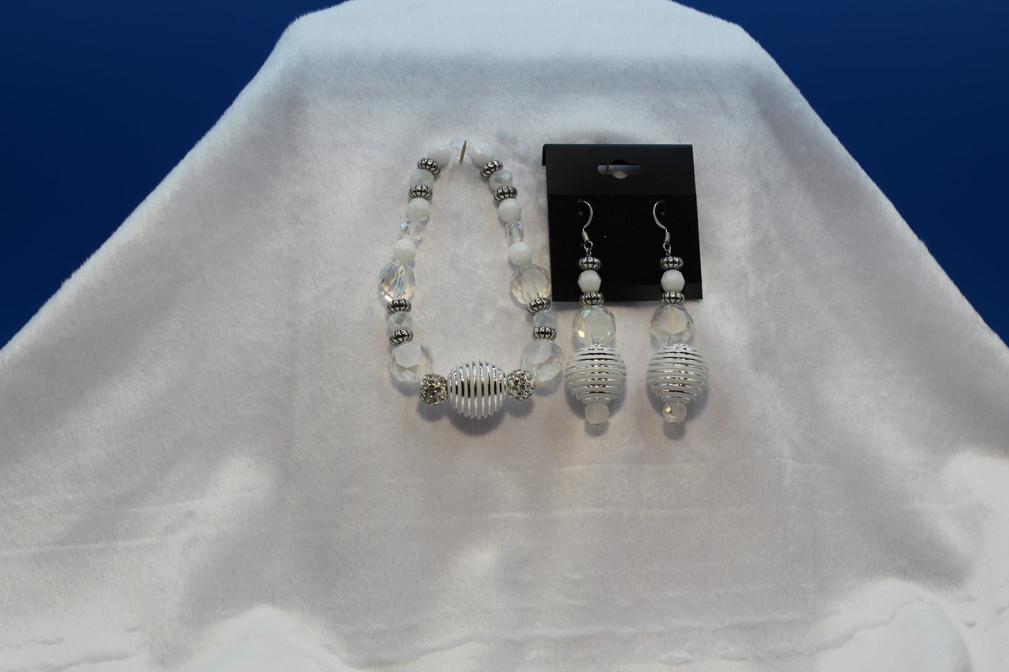 Earrings w/ Matching Bracelet - White - Touched By Christ