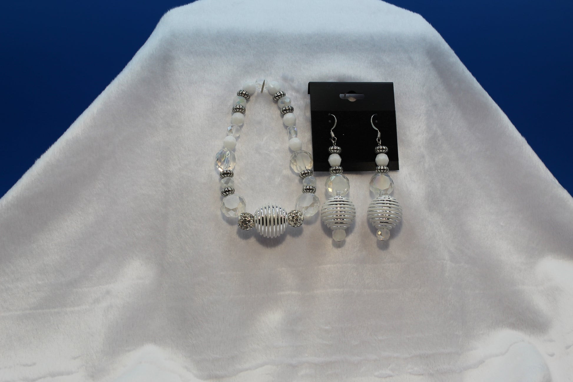 Earrings w/ Matching Bracelet - White - Touched By Christ