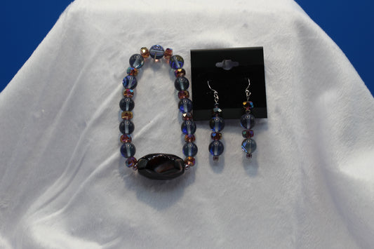 Earrings w/ Matching Bracelet - Purple