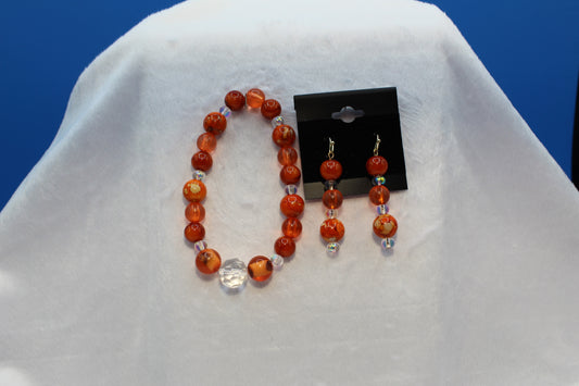 Earrings w/ Matching Bracelet - Orange