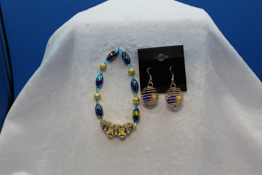 Earrings w/ Matching Bracelet - Blue - Touched By Christ