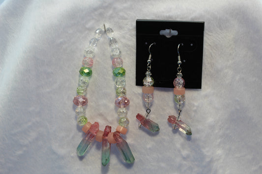 Earrings w/ Matching Bracelet - Pink