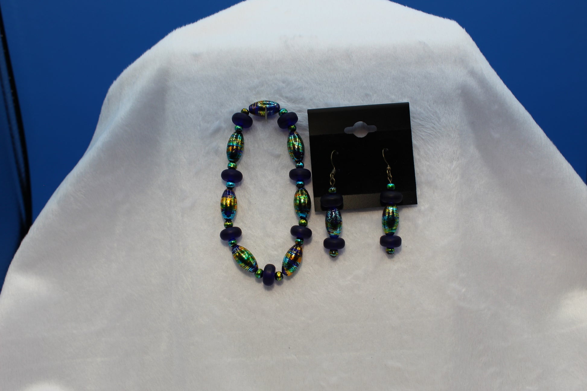 Earrings w/ Matching Bracelet - Blue - Touched By Christ