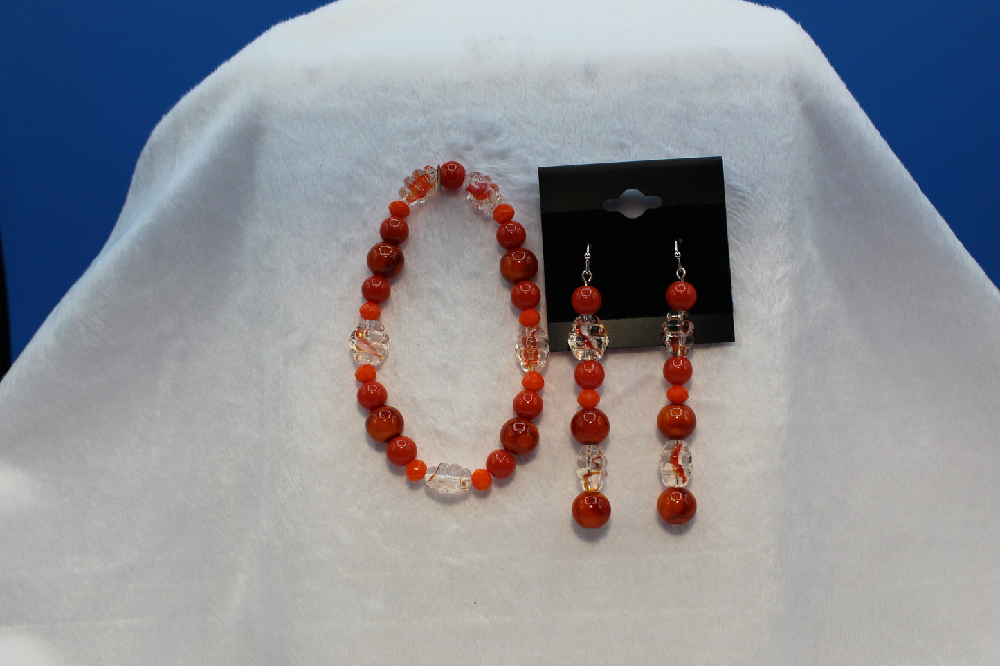 Earrings w/ Matching Bracelet - Orange