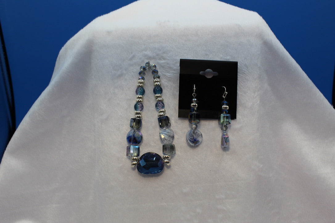 Earrings w/ Matching Bracelet - Blue - Touched By Christ