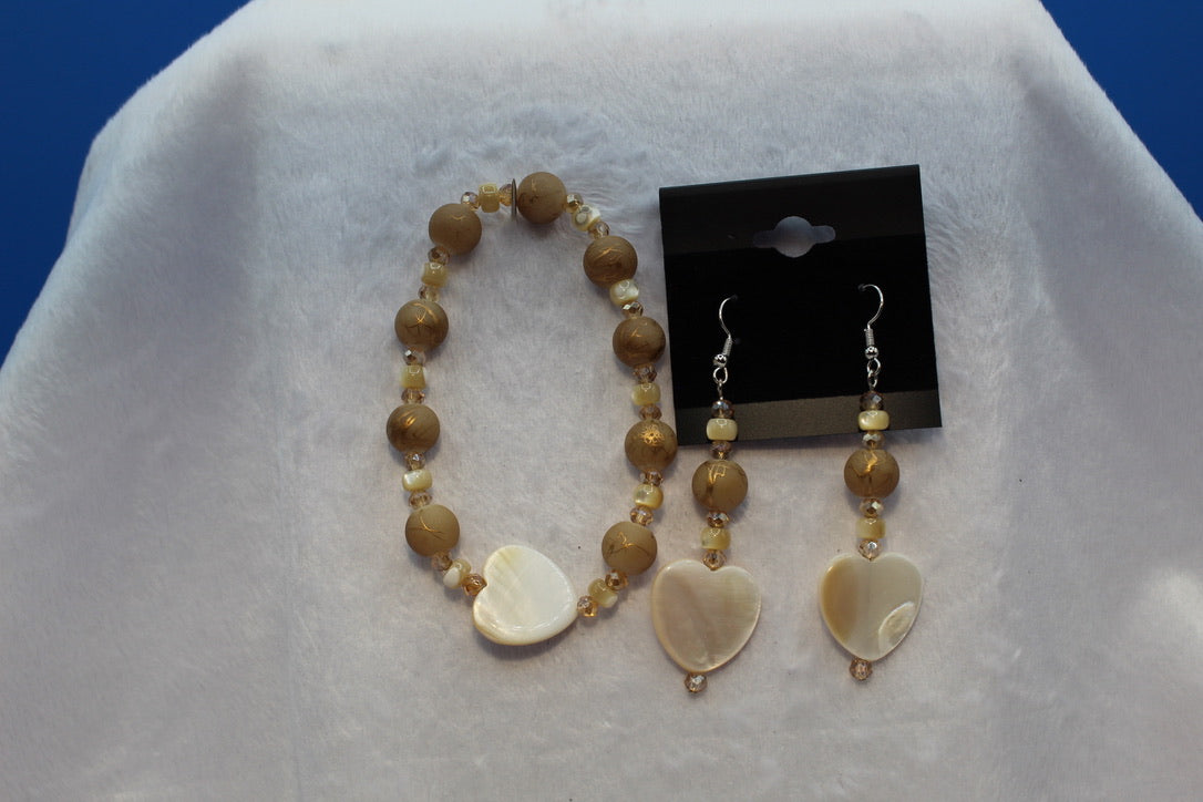 Earrings w/ Matching Bracelet - Brown