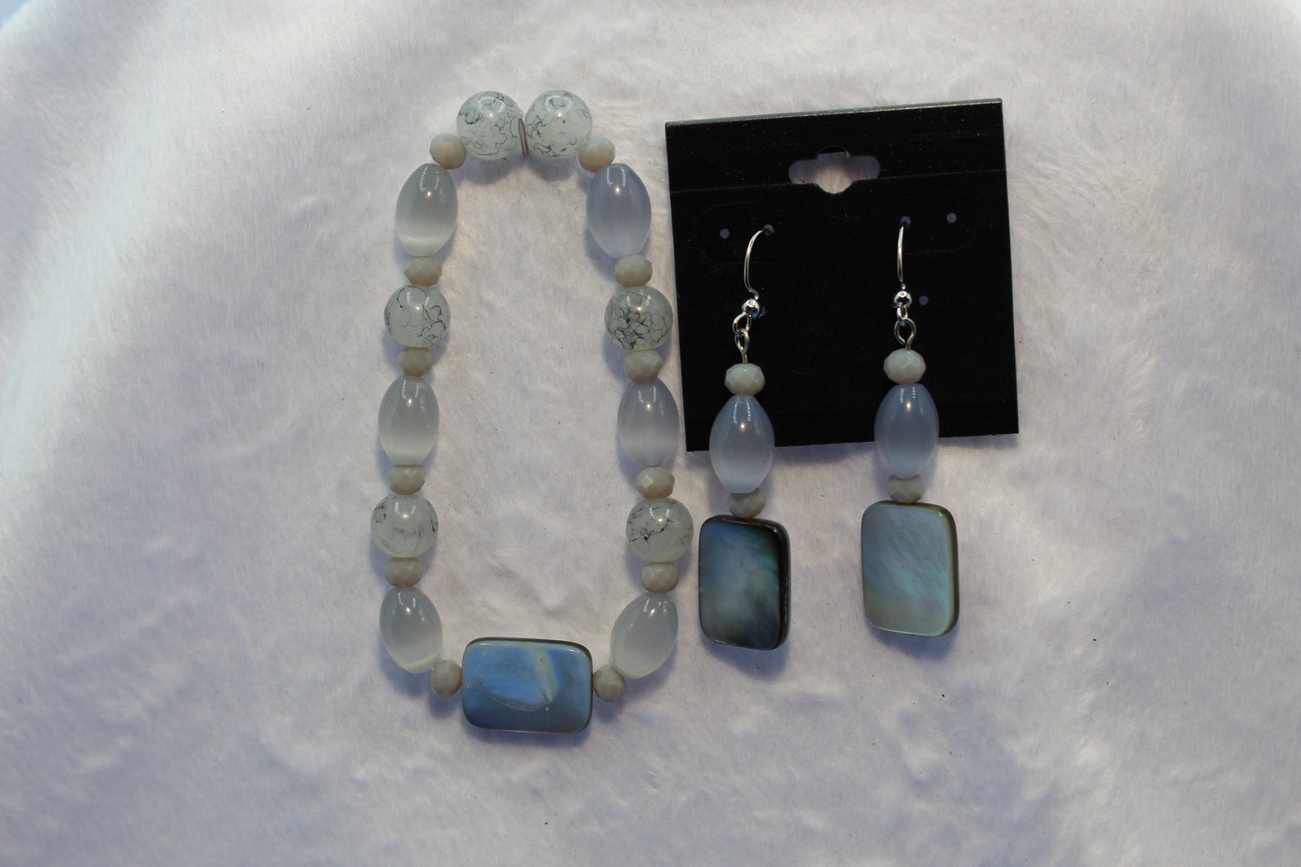 Earrings w/ Matching Bracelet - Gray