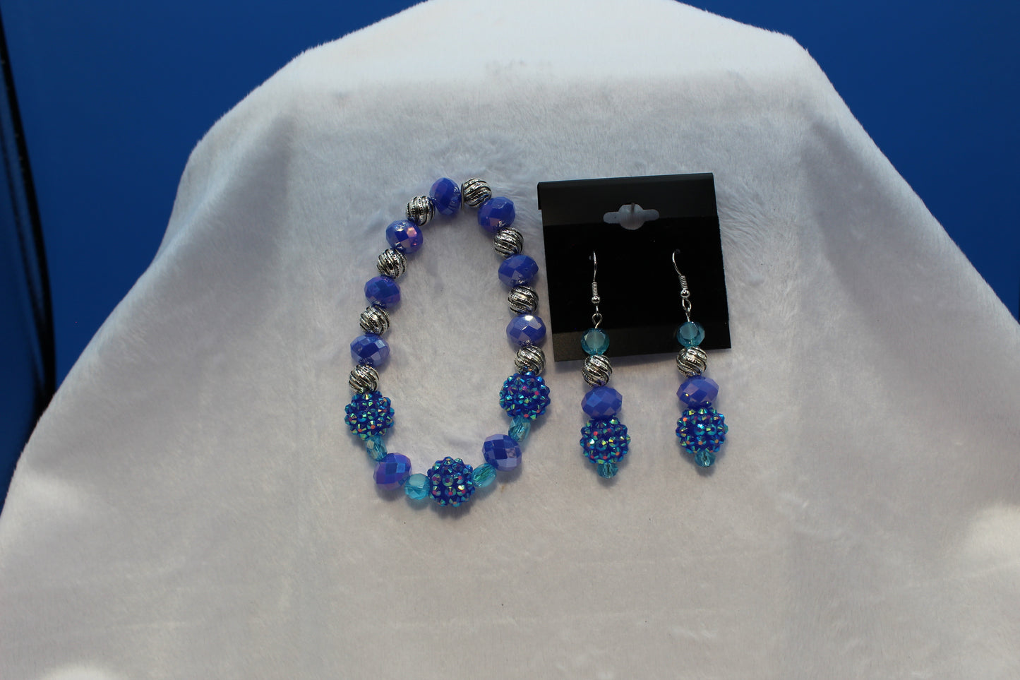 Earrings w/ Matching Bracelet - Blue - Touched By Christ