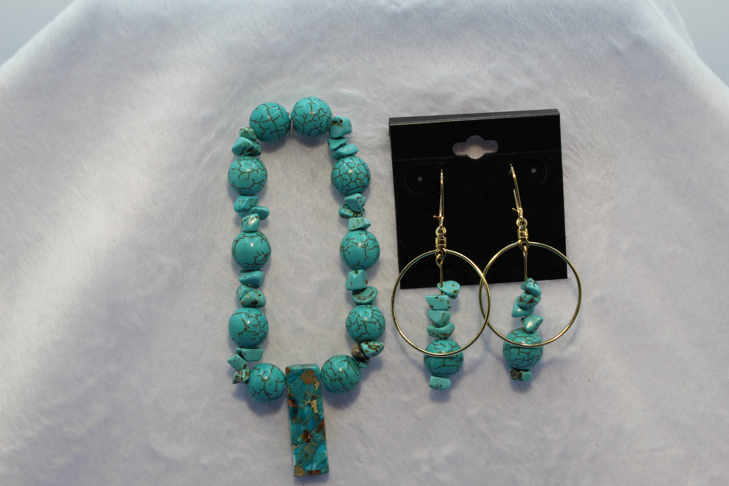 Earrings w/ Matching Bracelet - Aqua (D1)