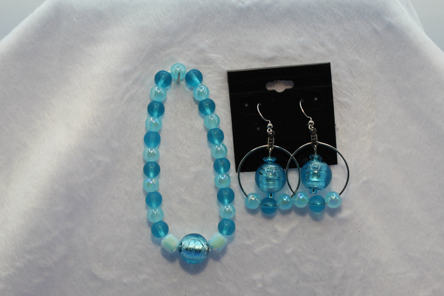 Earrings w/ Matching Bracelet - Aqua (D3) - Touched By Christ
