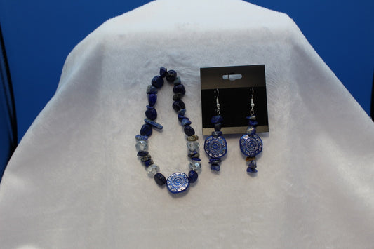 Earrings w/ Matching Bracelet - Blue - Touched By Christ